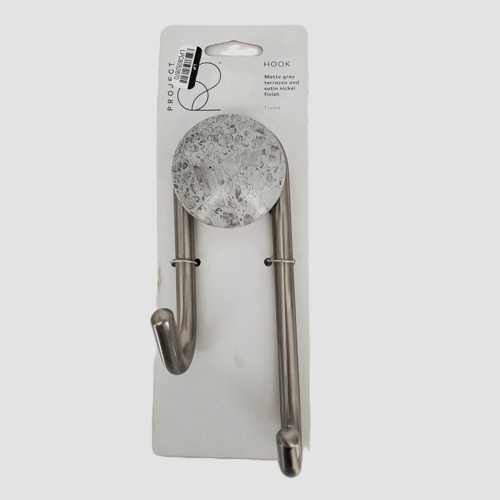 Project 62 Wall Hook Matte Gray Terrazzo and Satin Nickel Finish Bedroom Home‎